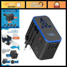 Universal Travel Adapter 45W with 3 USB-A  2 USB-C, Global Compatibility, Fast
