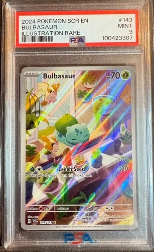 Pokémon TCG Bulbasaur Scarlet & Violet Holo Illustration Card 143/142 PSA 9