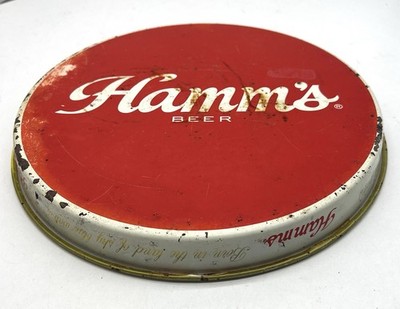 Vintage 1970 s Hamm's Beer Metal Serving Tray with Canoe 12  Round *ShipsFast