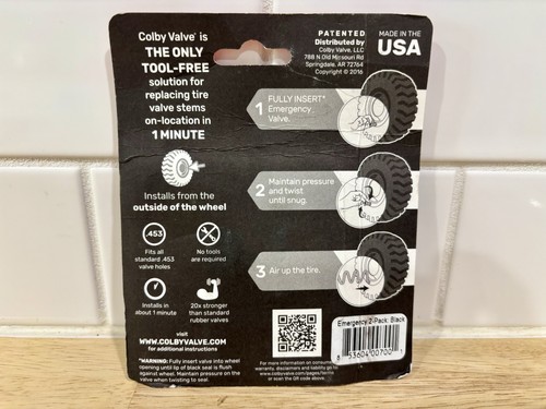 NEW Colby Emergency Tire Valve Stem Replacement Kit Black | No Tools Required | - Picture 2 of 2