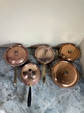 VTG 10 Pc Lot Sigg/Spring Culinox Swiss Copper Brass Handles Pots And Lids