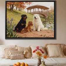 Rottweiler Dog Art Canvas Print Oil Painting Wall Decor Samoyed Home Decor