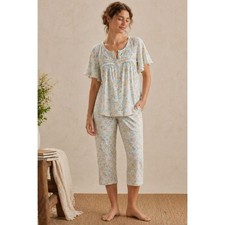 Vtg JC Penney Pajamas Set Womens Size Large 60s-70s Floral Cottagecore Lace