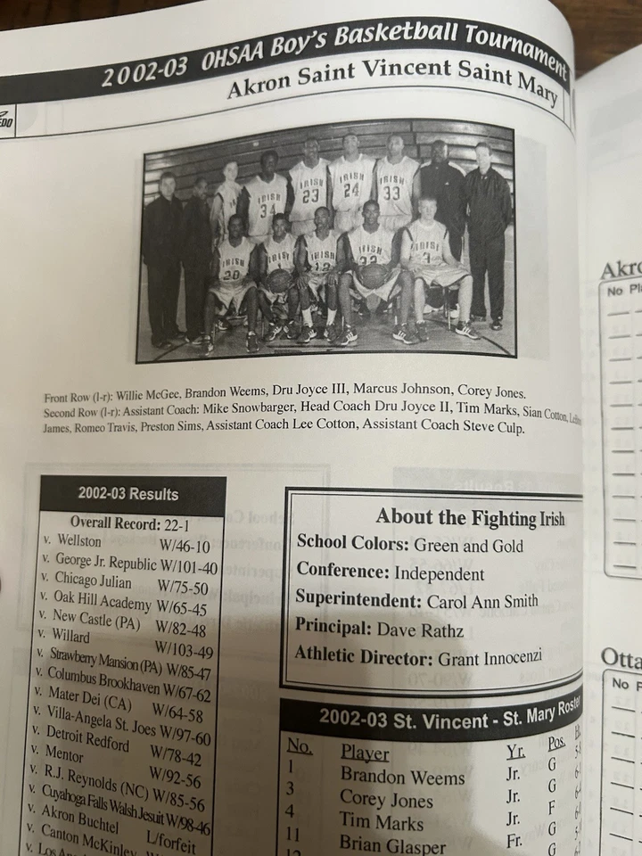 LeBron James 2003 Periódico y Programa SVSM High School State Tournament Foto 4 de 4