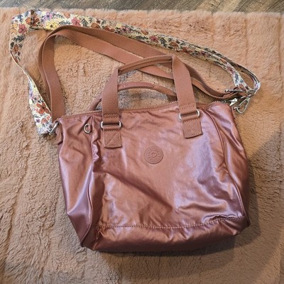 EUC Kipling Amiel Medium Handbag Purse Bag K16616 Crossbody Copper Metallic