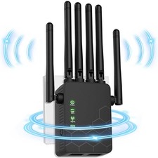 WiFi Extender Booster WiFi Booster Range Extender with 6 Powerful Antennas 2 LAN