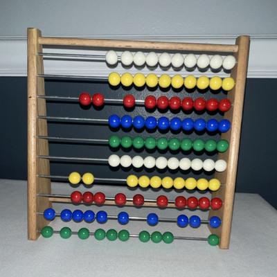 Battat Wooden Abacus Mathematics Toy Multicolor Beads Made in Czech Republic