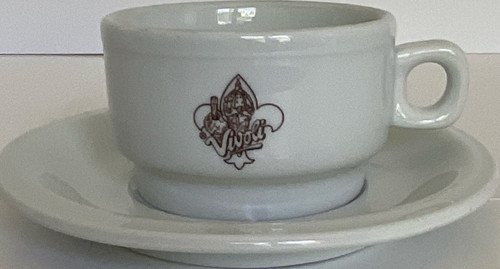 Vivoli White Ceramic Cup and Saucer Set with Logo Collectible from Italy