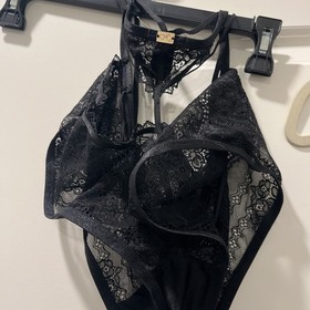 For Love & Lemons SKIVVIES Lingerie Set Black Lace