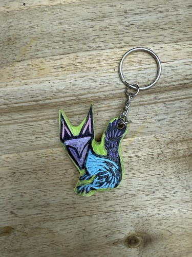 🔹 Handmade Wooden Keychain – Mystic Fox Design – Signed by Artist Lisa 🔹