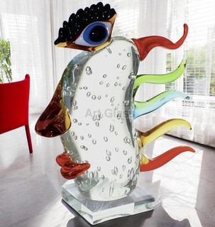 HUGE 30cm Murano Technique Abstract Art Glass Freeform Sculpture Medusa