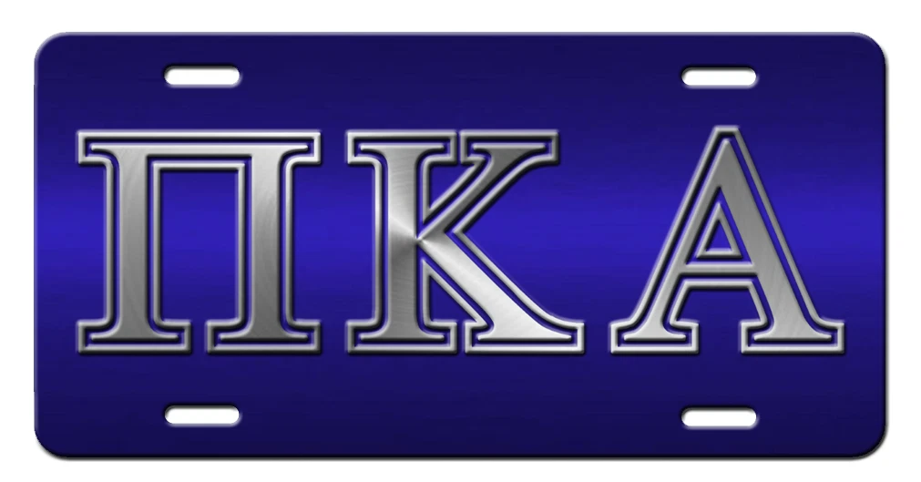Pi Kappa Alpha  Greek Fraternity Vanity Aluminum License Plate Silver Blue - Picture 1 of 8