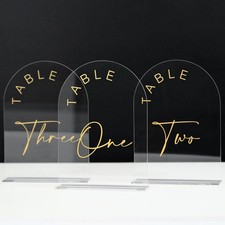 Acrylic Arch Table Numbers with Stands, 5x7 Inch Acrylic Arch Sign Table Numb...