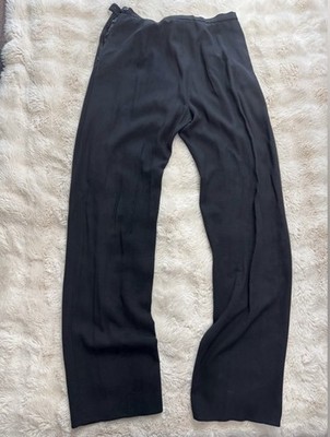 MaxMara Black Viscose Wool Women's Dress Pants Straight Wide Leg 