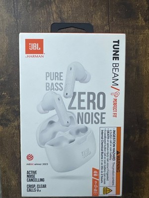 JBL Tune Beam True Wireless Bluetooth Noise-Cancelling Earbuds - White - NEW