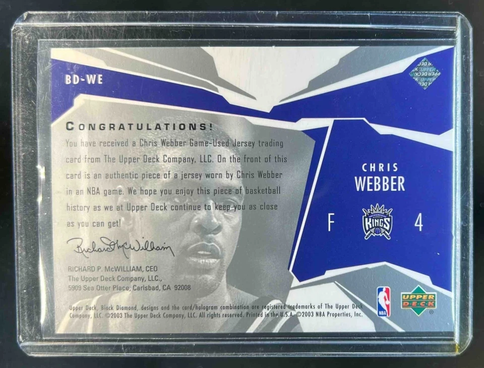 2003-04 Black Diamond Chris Webber Single Jersey #BD-WE Kings - Image 2 of 2
