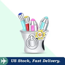 KUNSIR 925 Sterling Silver Paint Brush Bead Charm For Bracelet DIY Charm Gifts