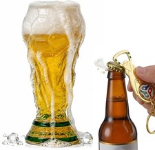 Football Trophy Beer Glass Cup World Cup Shape Pint Bar Drinking Mug With Opener