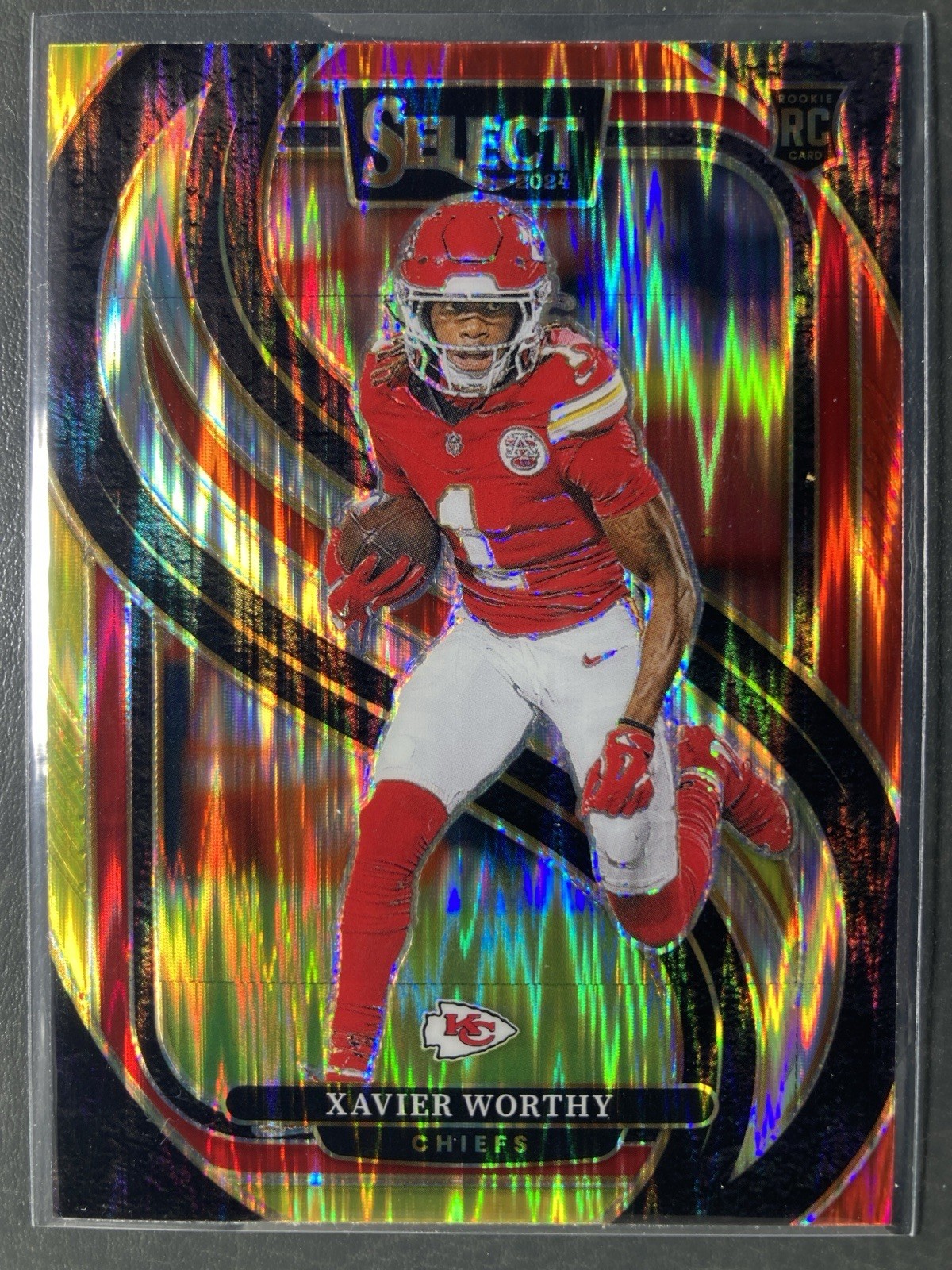 2024 Select Xavier Worthy #119 Red And Yellow Shock Premier Chiefs COLOR MATCH