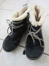UGG Australia Cove Black Leather Suede Sheepskin Winter Boots Women's Sz 7