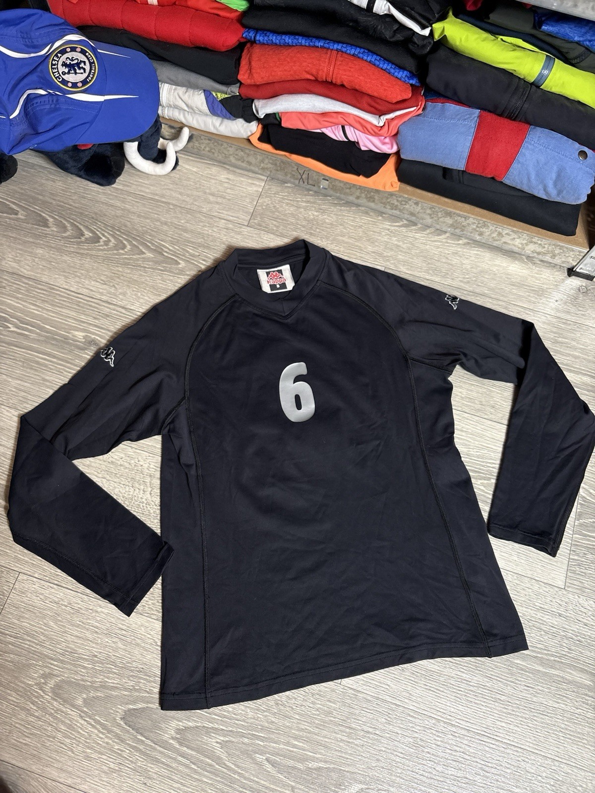 Vintage Kappa Italy Training Long Sleeve Football Men’s Size S Soccer Jersey #6