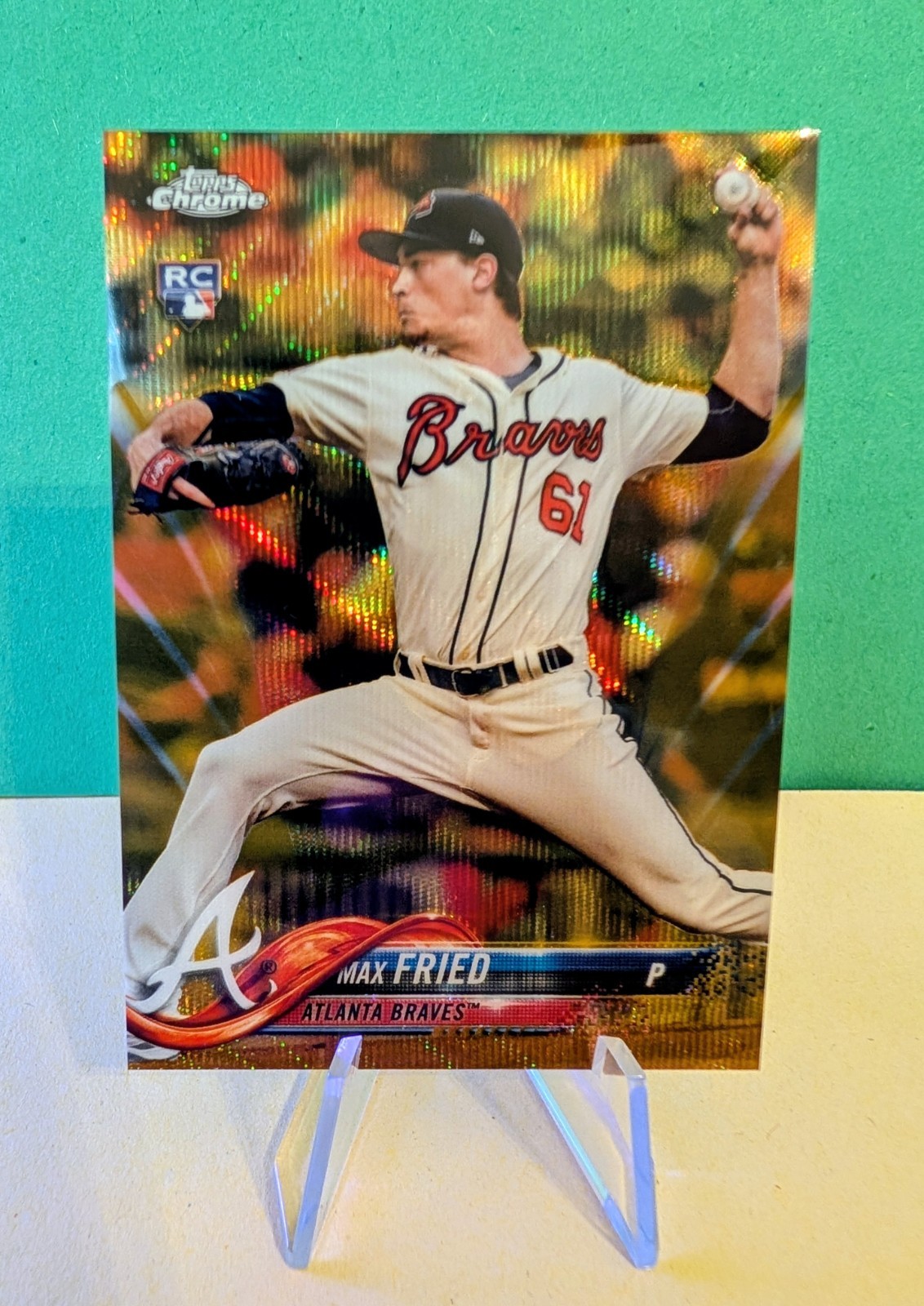2018 Topps Chrome Max Fried Gold Wave Refractor /50 RC Rookie