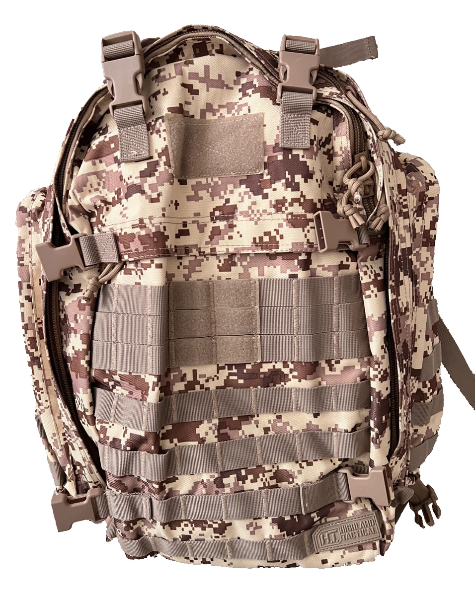 HIGHLAND TACTICAL Ballistic Backpack MOLLE Gear Bag Desert Digi