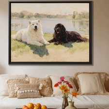 Watercolor Painting Samoyed Dog Canvas Print Animal Wall Art Living Room Decor