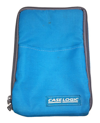Vtg Case Logic CD / DVD Carry Case 15 Disc Capacity Blue Handle 9x5''