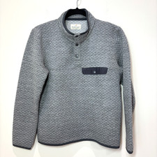 Marine Layer Mens Corbet Quilted Pullover Gray 1/4 Snap Button sz S Outdoors