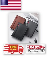 1pc Ultra-Thin Mini PU Leather Men  s Wallet Vertical Credit Card Holder - NEW