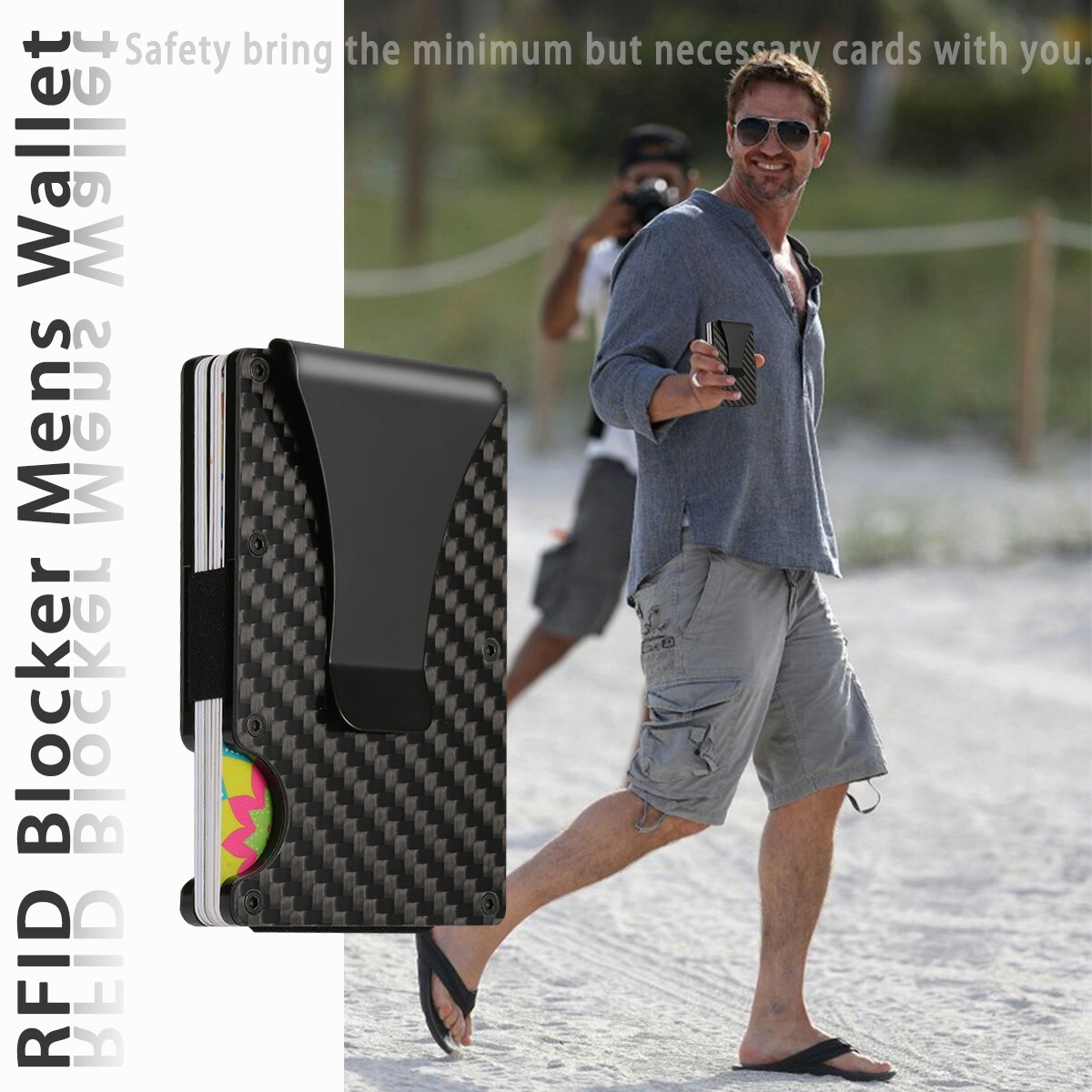 Slim Money Clip Mini Business Wallet for Men wCash Strap Slim Rigid Front Pocket-image