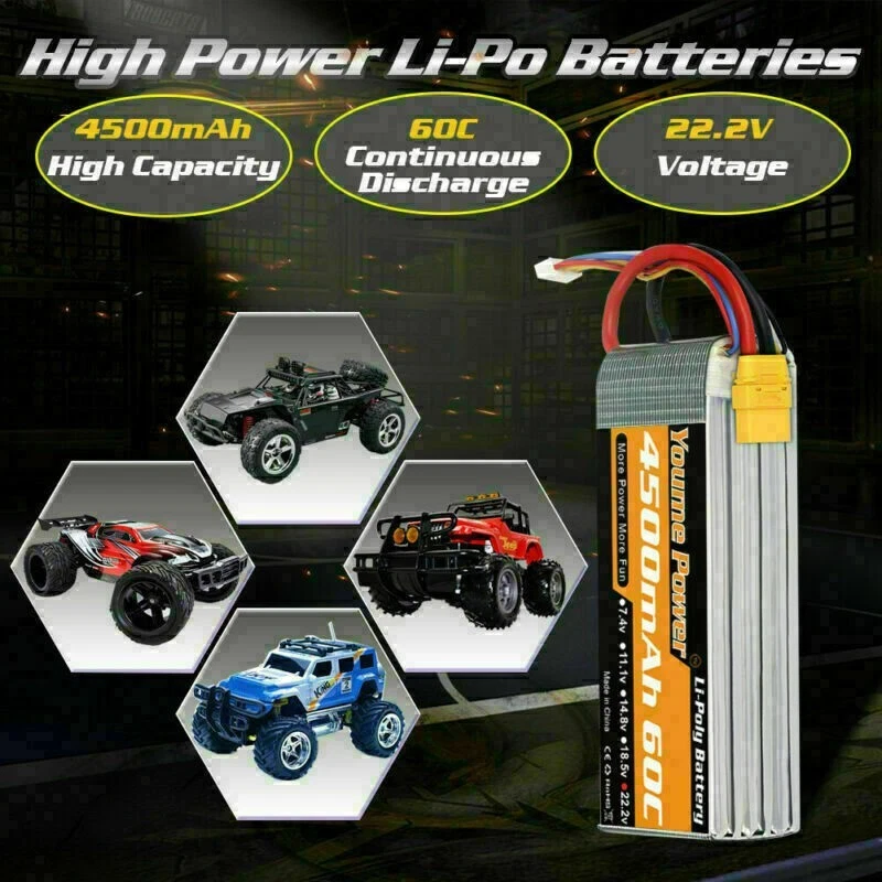 2pcs 22,2V 4500mAh 6S Lipo Akku XT90 für RC Hubschrauber Quad Boot Auto Lkw - Bild 4 von 4
