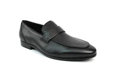 Black Men's Exclusive Genuine Leather Slip On Dress Shoes Loafers AZAR MAN Uber