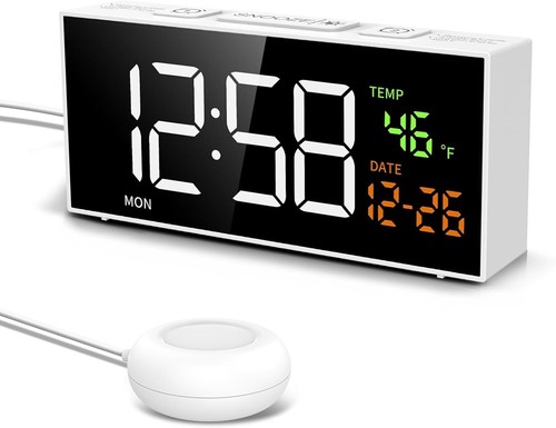 Digital Alarm Clock with Bed Shaker - 4-in-1 Display and Adjustable Brightness - Picture 3 of 9