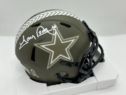 Tony Dorsett Autographed Dallas Cowboys Salute To Service Mini Helmet ! BAS W
