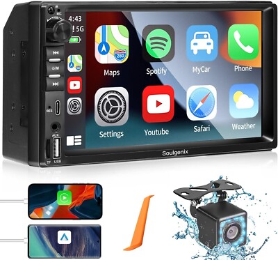 Soulgenix Double Din Car Stereo Apple Carplay & Android Auto, 7-Inch Full HD