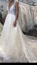 Enzoani Nile Wedding Dress Size 2 Ivory Floor Length w/ Vail MSRP 3,957 MINT