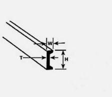 Plastruct Styrol CFS-6 (90535) 5 x 4,8 mm hoch x 380 mm L&auml;nge Kunststoffkan&auml;le T