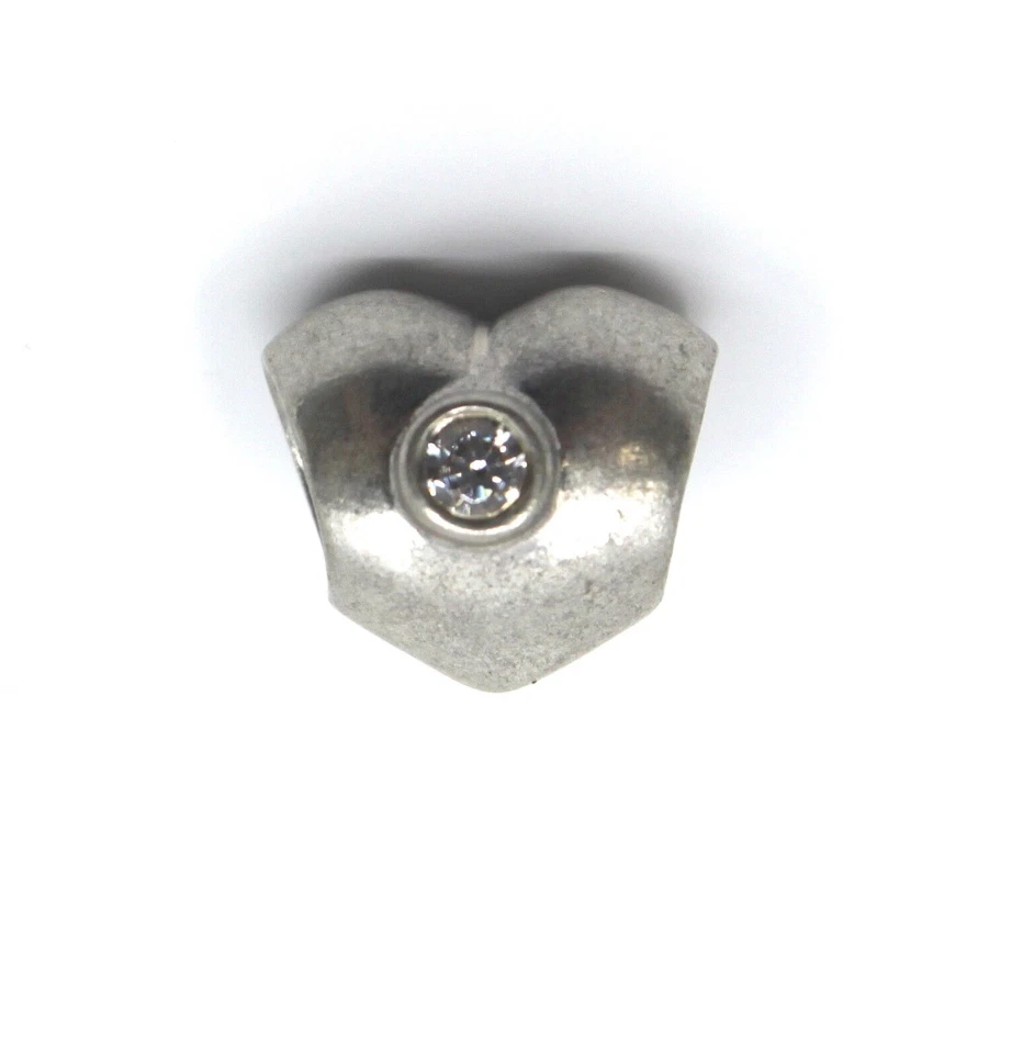 Sterling Silver Pandora Heart Charm Bead with White Cubic Zirconia - Image 3 of 4