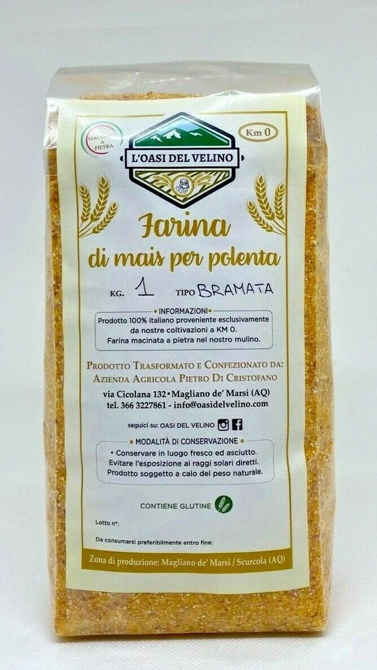 L'OASI DEL VELINO FARINA PER POLENTA BRAMATA MACINATA A PIETRA - DA COLTIVAZIONI PROPRIE - 1 KG