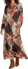 Johnny Was Workshop Mabel Silk Printed Boho Maxi Dress Chic SZ S