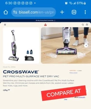 Bissell CrossWave Pet Pro Plus All In One Multi Surface Cleaner Wet Dry Vac 2305