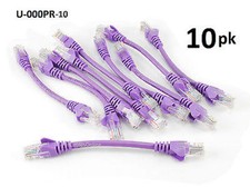 10-PACK Intellinet 6inch CAT5e UTP Ethernet RJ45 Full 8-Wire Patch Cable, Purple
