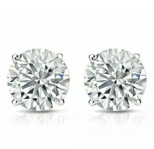2 Ct Round Cut FL/D GRA Certified Moissanite Stud Earrings 14k White Gold 7mm - Picture 5 of 10