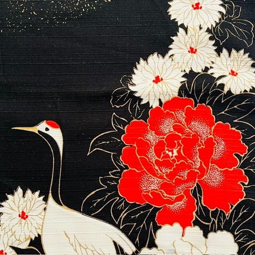 Small Cloth Furoshiki approximately 19.7 inches Crane and Scarlet Fuji Japanese - Picture 6 of 20