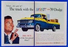 1959 Dodge Sweptline Pickup Truck Original 2 Pg Print Ad The Truck With The Most 1959 Dodge Sweptline Pickup Truck Original 2 Pg Print Ad The Truck With The Most