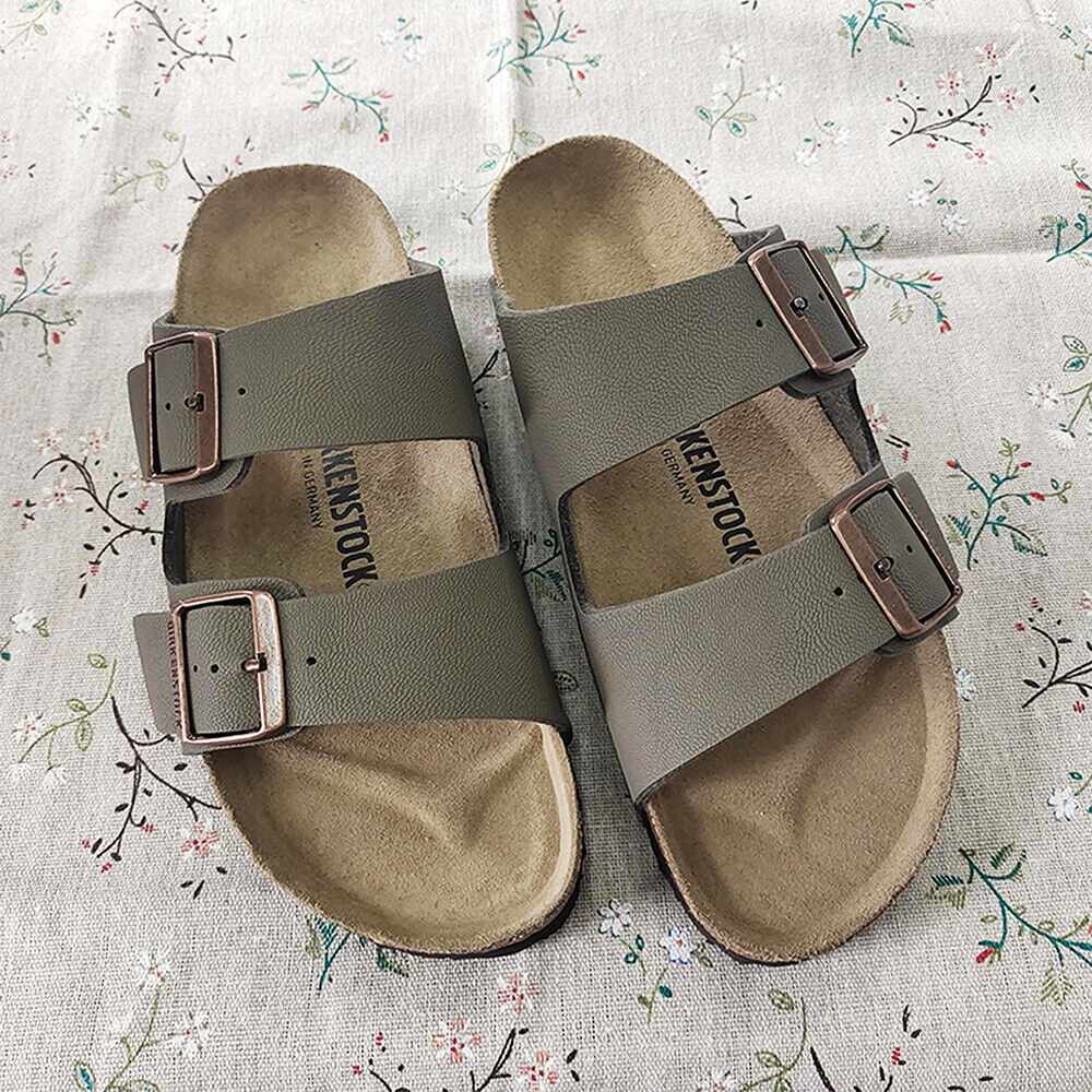 New Birkenstock Arizona Stone-Natural Leather Birko-Flor Sandals Unisex EU37-45