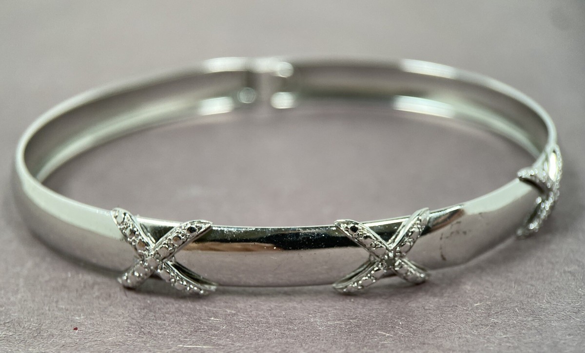 Vintage 925 Sterling Silver FAS XXX TRIPLE X Bangle Bracelet 7in