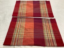 Crate Barrel 2 Peabody Plaid Thick Cotton Throw Pillow Covers 24x16